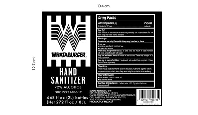 8l 72% Alcohol (Box   Whataburger   8l)